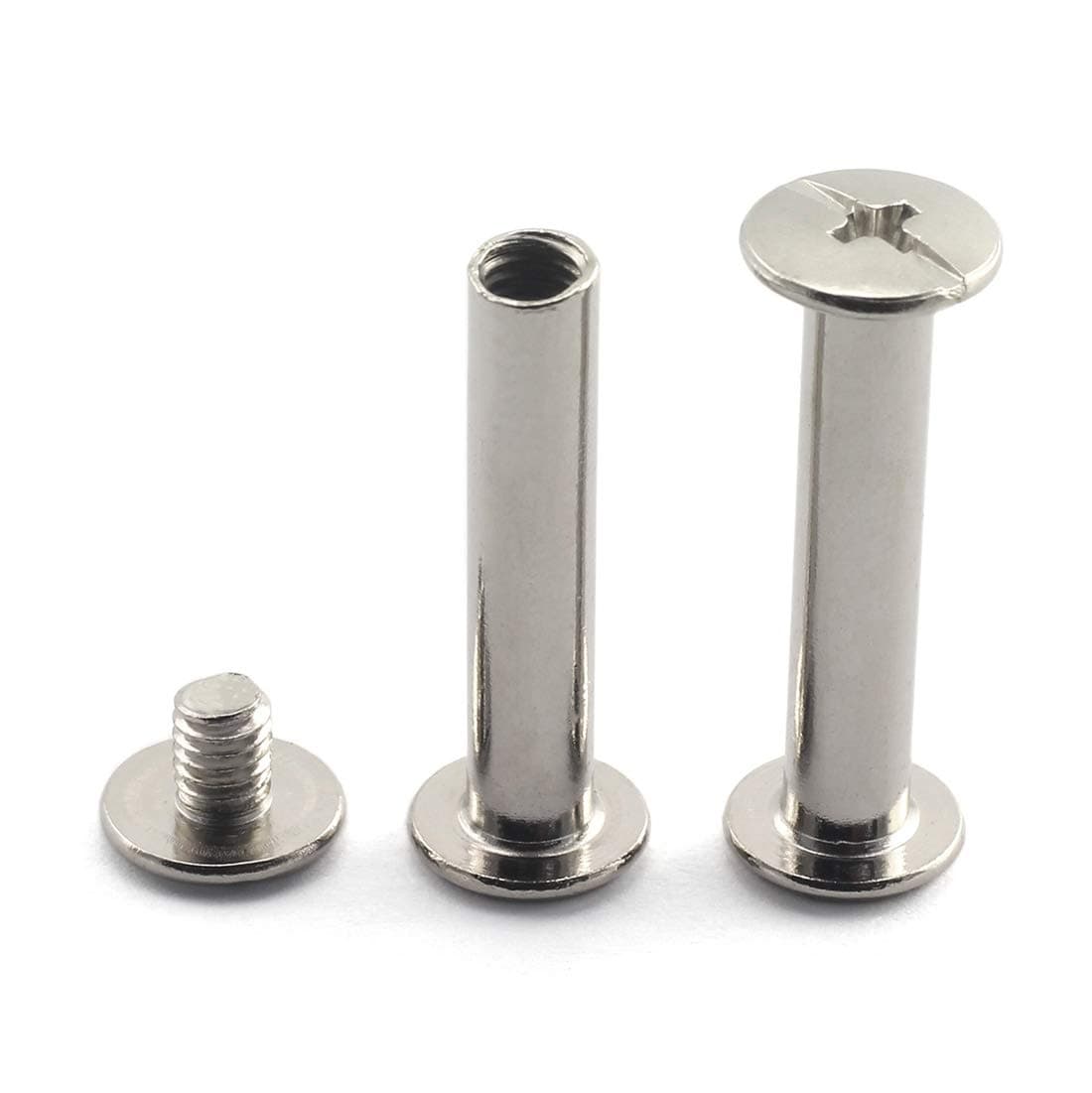 HJ Garden 12 Sets M5x25mm Silver Chicago Screws Assembling Bolt Screw Fastener Nail Rivets for Book Photo Album Leather Craft Belt Wallet DIY Binding