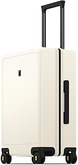 LEVEL8 Luminous Luggage, Cream White, Carry-On 20 Inch, Casual