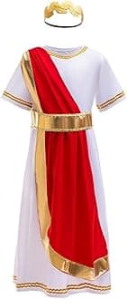 Lito Angels Ancient Roman Greek God Costume Fancy Dress Up Outfits Set with Laurel Headband for Kids Boys Age 5-11 Years