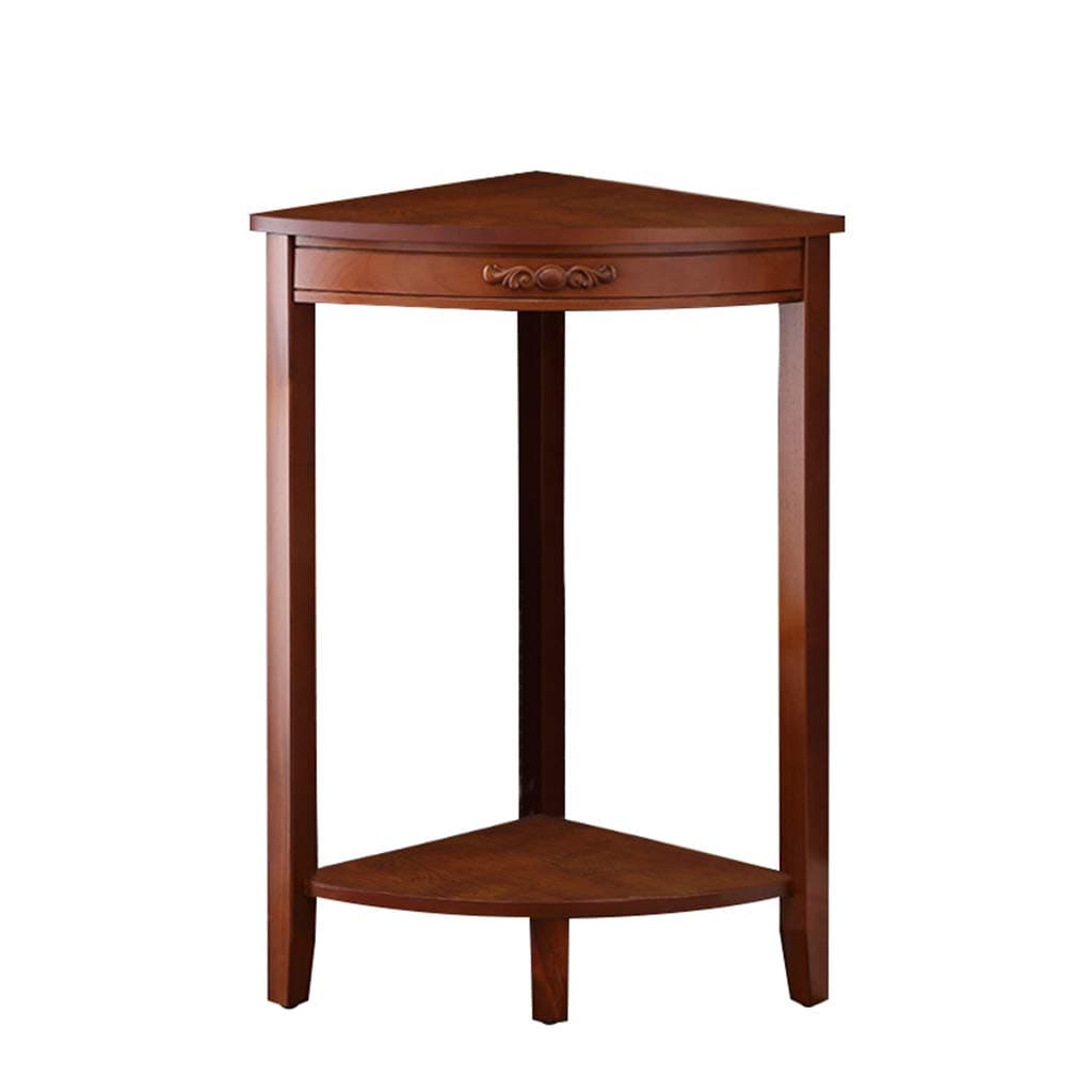 2-Tier Wooden Small Corner Table Unit Home Standing Storage Racking Shelf Telephone Lamp Table Hallway Plant Stand Hall Furniture (Color : Brown)