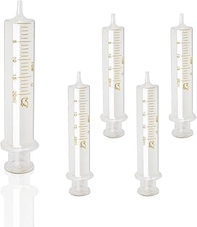 5 Pack 20ml Glass Syringe With Caps for Liquid,Borosilicate Glass Syringes for Oil or Glue Applicator,No Needle