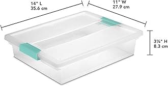 Sterilite 19638606 Large Clip Box, Clear with Blue Aquarium Latches