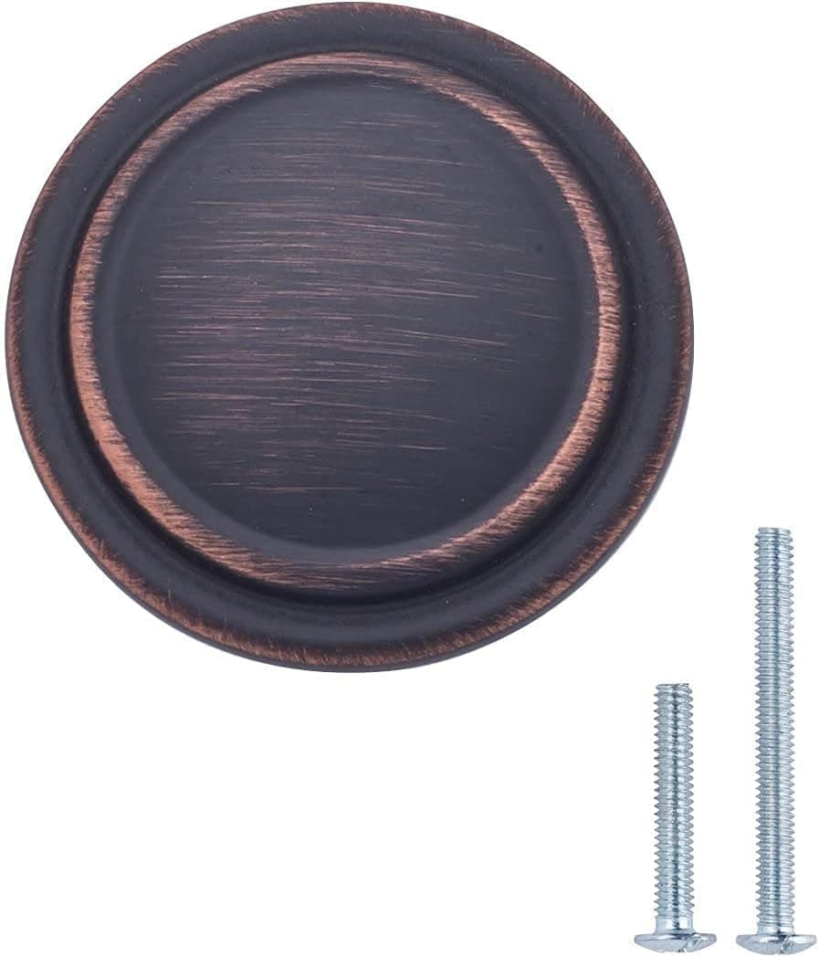 Amazon Basics Straight Top Ring Cabinet Knobs, 1.25-inch Diameter, Oil Rubbed Bronze, 10-Pack, with Mounting Screws