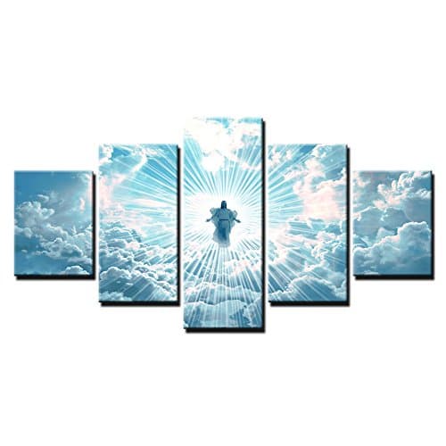 HD Modern Wall Art Canvas Poster Framework 5 Pieces Jesus Is Coming Paintings For Living Room Home Decor Prints Modular Pictures Wall Decor,20x35 20x45 20x55cm,Frame