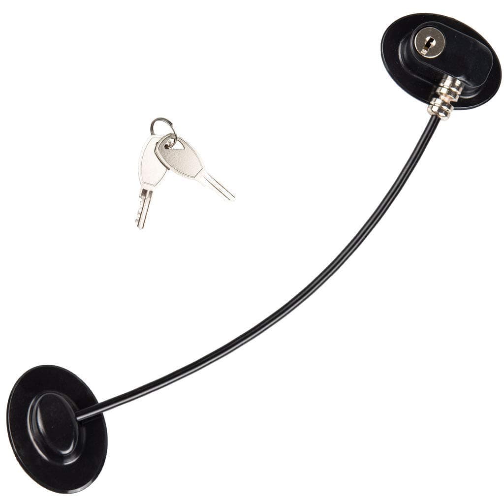 Refrigerator Door Lock Kit with Keys: Solid Plastic Door Locks with 3M Adhesive for a Fridge, Freezer, Cabinet & More - Child Proof Safety Lock for Baby Proofing & Securing Sensitive Items - Black