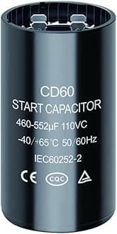 460-552 uf/MFD 110-125 VAC Round Start Capacitor ±20% 50/60 Hz CD60 Round Motor Well Pump Start Capacitor (460-552 uf/MFD)