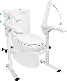 Beendou Toilet Safety Rails for Elderly (520 lbs), Toilet Rails for Elderly Free Standing Adjustable Height Width, Heavy Duty Toilet Safety Frame with Arms, Handicap Toilet Seat for Halloween