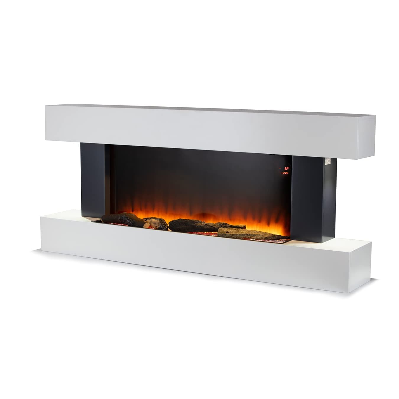 Warmlite Hingham Wall Mounted Fireplace with Two Heat Settings and Adjustable Flame Brightness, 2000W, White, WL45033N