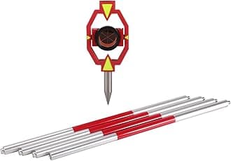 Highly Accurate Mini Prism Set with Adjustable Aluminum Pole - Swiss Style Total Station Surveying Prism Constant 17.5mm Offset - Precision Measurement Tools for Professional Surveys with Soft Bag