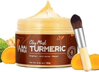 ANAI RUI Turmeric Clay Mask, Vitamin C Facial Mask with Turmeric & Kolin Clay, Cleasning Mask for Acne, Pores, Radiant & Smooth Skin, 6.35 oz
