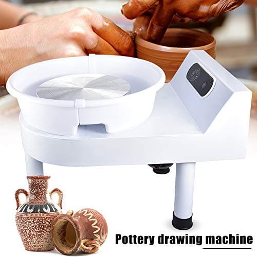 Updated 350W LCD Pottery Wheel Machine with Removable Basin for Ceramic Work Clay Art Craft (White)