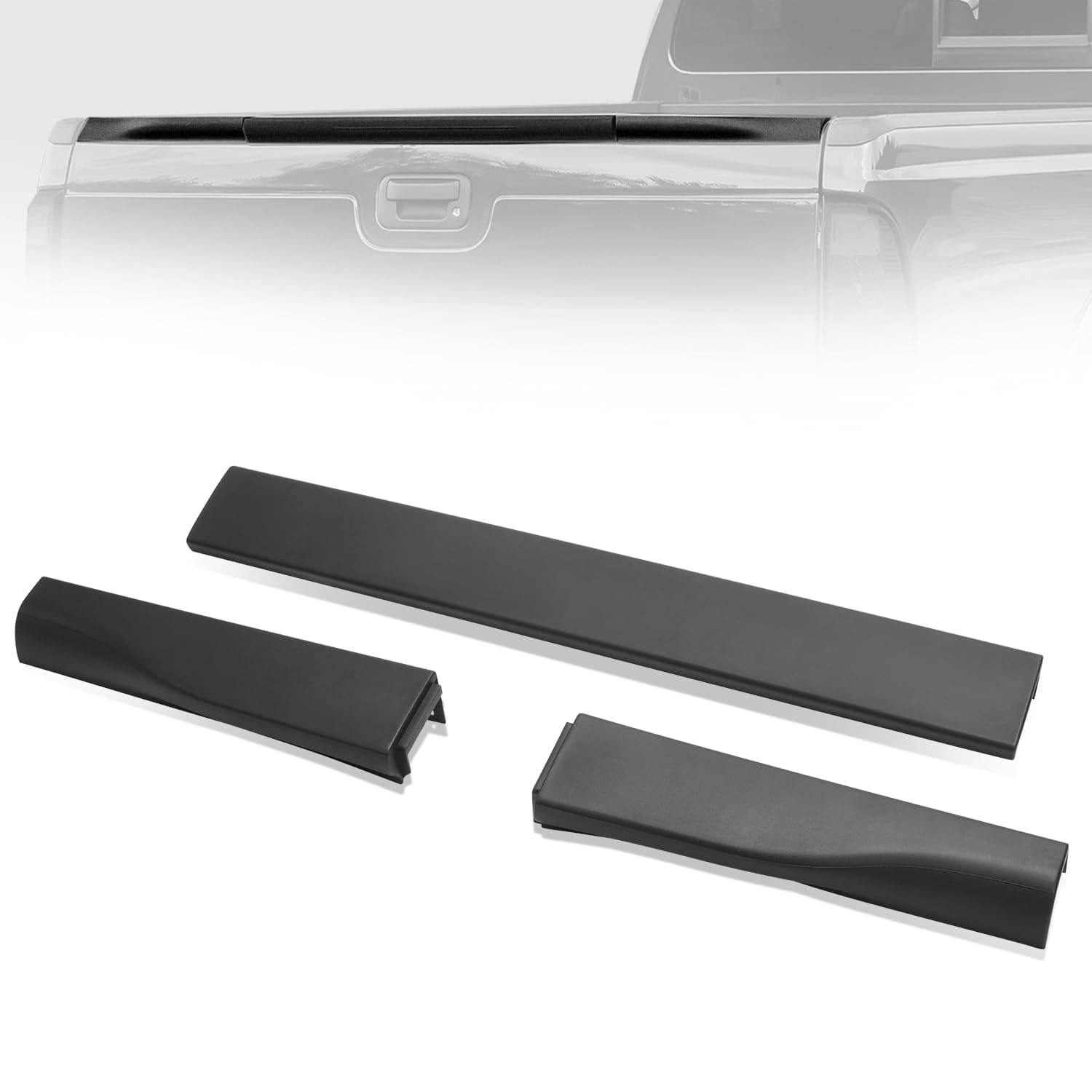 3Pcs Rear Flex Step Tailgate Molding Trim Caps Compatible with Ford F250 F350 F450 F550 F-Series Super Duty 2010-2016, Matte Black