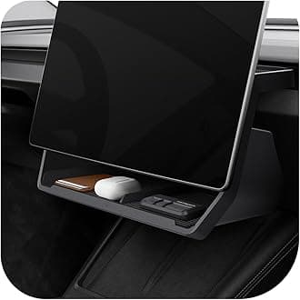 Spigen (Upgraded Under Screen Storage Organizer for Tesla Model Y Juniper (Standard, Premium & Performance 2025/2026) and Model 3 Highland (Standard, Premium & Performance 2024/25/26) - Black