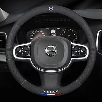 Car Steering Wheel Covers for Volvo XC40,Microfiber Leather Steering Wheel Cover with Badge Emblem Stylish Steering Wheel Protector Wrap Comfort Durability Car Accessories,B1-O type
