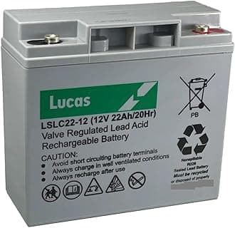 Lucas LSLC22-12 12V 22AH (17AH 18AH 19AH 20AH 21AH) VRLA AGM Sealed Rechargeable Battery for Golf Trolley, Mobility Scooters & Wheelchairs