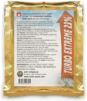 Prestige Turbo Extreme Distiller Yeast 23 Percent - 257 Grams - Home Brewing Active Turbo Yeast Compound for Motor Alcohol and Drinkable Alcohol