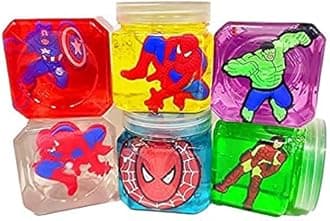 Giriraj Pack of 2 Non-Toxic Super Hero Designer Colorful Slime with Super Hero Toy Inside Every Bottle of Slime - DIY Magic Clay - Crystal Mud Putty Toy for Kids.