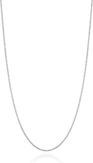 Italian 925 Sterling Silver or 18K Gold Plated 925 Sterling Silver Thin 1mm Box Chain Necklace for Women, Made in Italy