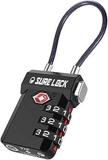 Sure Lock TSA Approved Luggage Locks, Open Alert, Easy Read Dials, Travel Luggage Locks for Suitcase, Baggage Locks, Black 1 Pack, OneSize