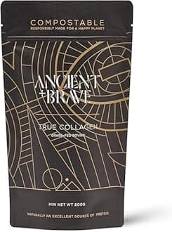 Ancient + Brave True Collagen 200g - Bovine Collagen Powder - 100% Hydrolysed Collagen Peptides (Type I) - High Protein, Fasting & Keto Friendly - Neutral Tasting, Skin, Hair & Nails - 30 Day Supply