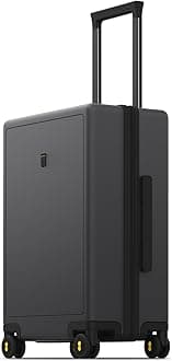 LEVEL8 Carry on Luggage Lightweight Suitcase with Wheels 100% PC Trolley Case Micro-Diamond Textured Design, TSA Approved Hard Shell(55cm, 40L,Dark Grey)