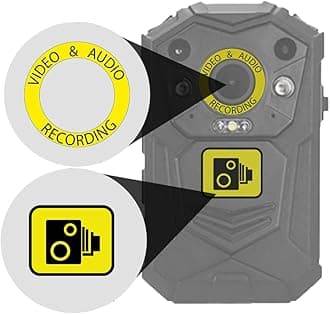 Yellow Body Camera Body Cam Video Recording Stickers CCTV for Front of Body Worn Cameras Works With Brifield BR1 BR3 Recall Stealth Scout Drivesmart Defender Set Of 2