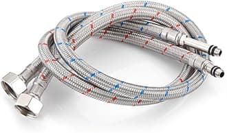 900mm 2 Pipes M8 x 1/2" |4 Lengths| Flexible Pipe Tap Connector Stainless Steel, Hose Kitchen/Basin Isolator Valve WRAS Approved Braided Pipe for Bathroom Rust-Free Corrosion Resistant