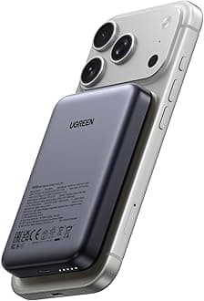 UGREEN Magsafe Power Bank for iPhone, 10000mAh PD 20W Magnetic Battery Pack 7.5W Wireless Portable Charger, Skin-Friendly Compatible with iPhone 17/16/15/14/13 Series-Black, Includes USB-C Cable