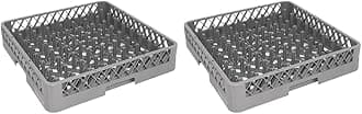 Vogue Plate Dishwasher Rack, Grey, Dimensions: 100(H) x500(W) x500(D) mm, Any Commercial Washer Compatible - Check Dimensions - For Cups, Dishes & Containers - Quick Drying, K909, Pack of 2