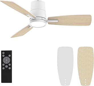 Ceiling Fans with Lights,42 inch,Quiet Reversible Motor,Easy to Install,6 Speeds,3CCT,Timer, White Modern Ceiling Fan for Living Room, Bedroom, Kitchen, Dining room, Office