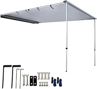 DANCHEL OUTDOOR Car Awning 6.5x8.2ft Roof Rack Pull-Out Sun Shelter Canopy, Waterproof 4x4 Vehicle Side Overland Awning Camping, Gray