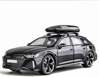Diecast RS6 Toy Car 1:24 Scale Model,Pull Back Vehicles Alloy Simulation Supercar with Lights and Sound Also for Car Dashboard,Kids,Adult (Black)