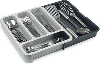 Utensil Cutlery Storage Drawer Tray Spoon, Knife & Cutting Tool Organizer, 38 X 29 X 5.5 Cm, Grey, Blue