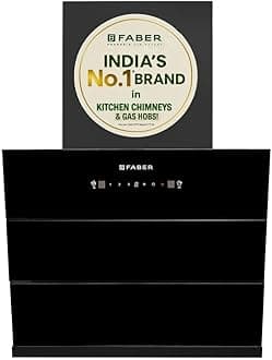 Faber Bliss 60cm 1350m³/hr Filterless Kitchen Chimney | Slant Body | Autoclean Alarm|Moodlight | Touch&Gesture | 8Yr on Motor,2Yr Comprehensive Warranty by Faber | Hood Bliss FL SC HC BK IN 60, Black