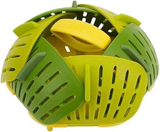 – Bloom Steamer Basket Folding Non-Scratch BPA-Free Plastic and Silicone, Green, 4, 45030
