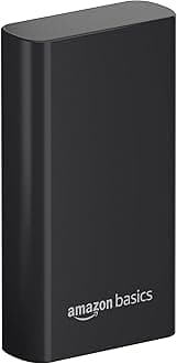 Amazon Basics 20000 Mah 22.5W Fast Charging Power Bank with Cable | Mixed Output Ports (USB-A + Type-C) | Dual Input Ports | Lithium Polymer Power Bank | Compact Metal Body (Black)
