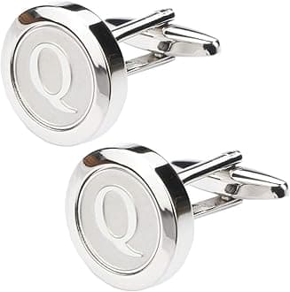 Dannyshi Mens Classic Stainless Steel Initial Cufflinks 26 Alphabet Initial Letter Cufflinks Business Wedding Shirts A-Z
