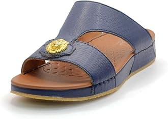 Al Baaz 1018 Arabic Sandals for Men - Traditional Leather Men Sandals - Anti Slippery Mens Sandals - Open-Toe Leather Sandals for Men