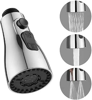 Pull Down Kitchen Faucet Sprayer Head Replacement Part - Pull Out Sink Sprayer Replacement Nozzle, Kitchen Faucet Head Hose Spray Tap Spout Only for G1/2（20mm）Connector (Silver)