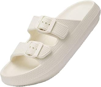 Dodow Womens Slide Sandals Adjustable Soft Cloud Comfort Slip On Flat Sandals