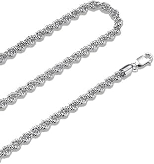 925 Sterling Silver Rope Chain Lobster Clasp 2.5mm Silver Chain for Men Women Silver Necklace Chain 16-30 Inches
