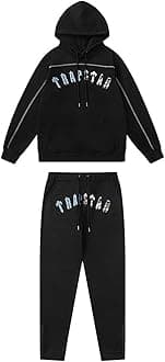 YOUPO Embroidered Trapstar Tracksuit for Men and Women, Unisex Trapstar Shooters Suit, 2 Piece Sports Jogging Set Autumn Winter, Fleece Hooded Sweatshirt and Pants (Color : 8842 blue, Size : Large)