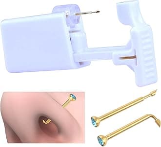 1PC Disposable Nose Piercing Gun Self Nose Piercing Kit Piercing Nose Rings Piercer Hypoallergenic 24kt Real Gold Plated Nose Stud…