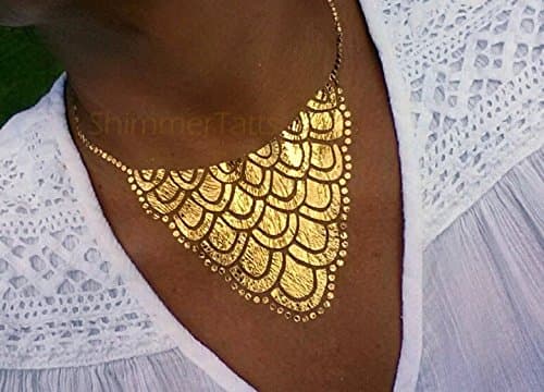 Boho Flash Tattoos, Boho Metallic Gold Tattoos, Best Boho Metallic Tattoo Necklace Tattoos