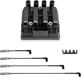 ENA UF484 Ignition Coil Pack with Spark Plug Wire Set 27588 Compatible with Volkswagen 2001-2009 Beetle, 2001-2007 Golf, 2007-2010 Golf City, 2006 GTI, 2001-2010 Jetta, 2007-2009 Jetta City 2.0L L4