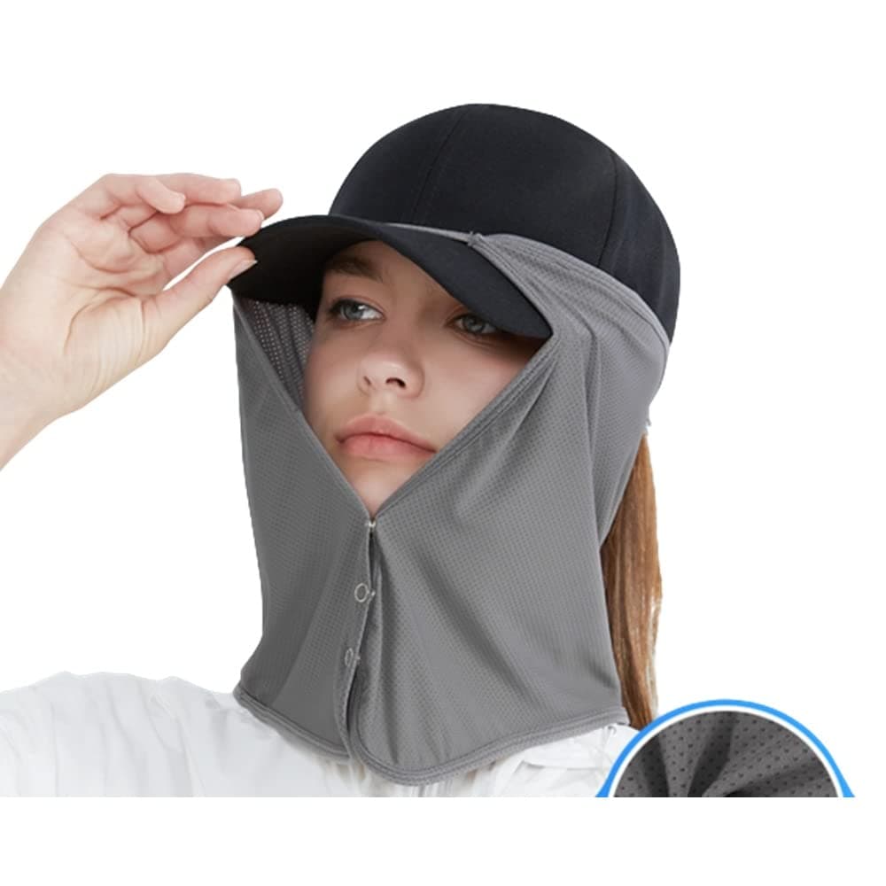 WITHMOONS Sun Face Neck Drape Protection UV Sun Shield Sun Visor Cooling Protection, Charcoal, L