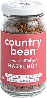 Country Bean Hazelnut Instant Coffee Powder 50 G | Arabica, Freeze-dried, Flavoured coffee | No Added Sugar | Makes 25 Cups