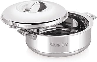 WARMEO Steam Insulated Stainless Steel Casseroles| Easy to Carry Hot Boxes for Kitchen | Hot Food, Easy to Store| Silver|2500ml