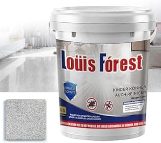 High-Gloss Marble Effect Epoxy Floor Coating, Louis Forest Epoxy Floor Paint, Garage Floor Paint, Waterproof Water-Based Epoxy Floor Paint (White Hemp Gray)