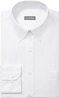 Van Heusen Men's Pinpoint Regular Fit Solid Button Down Collar Dress Shirt